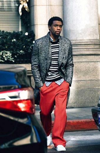 Chadwick Boseman Grey Long Trench Coat