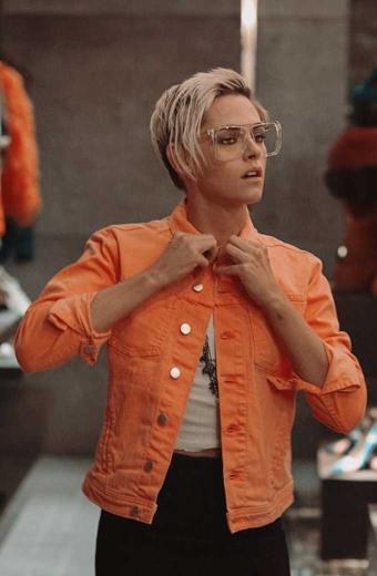 Charlies Angels Sabina Kristen Stewart Orange Denim Jacket