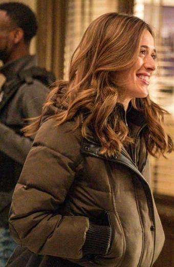 Chicago PD Marina Squerciati Kim Burgess Grey Puffer Jacket
