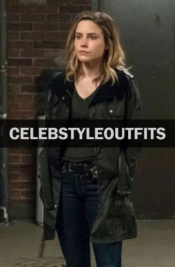 Erin Lindsay Sophia Bush Chicago PD TV Show Black Leather Coat