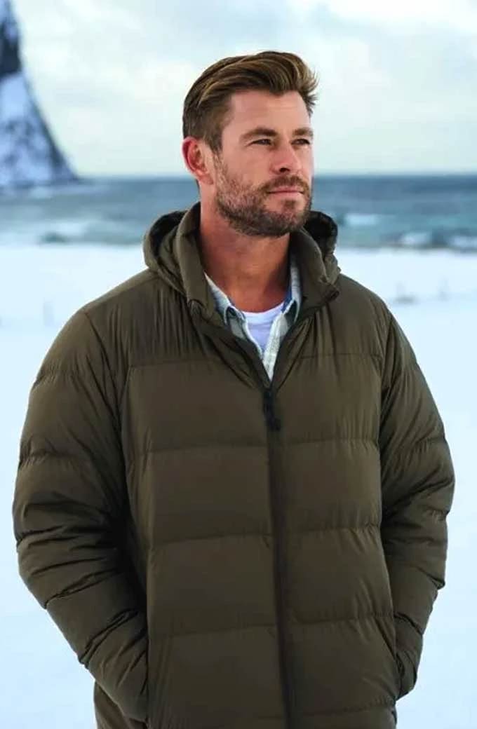 Chris Hemsworth Limitless TV Show Green Quilted Puffer Jacket