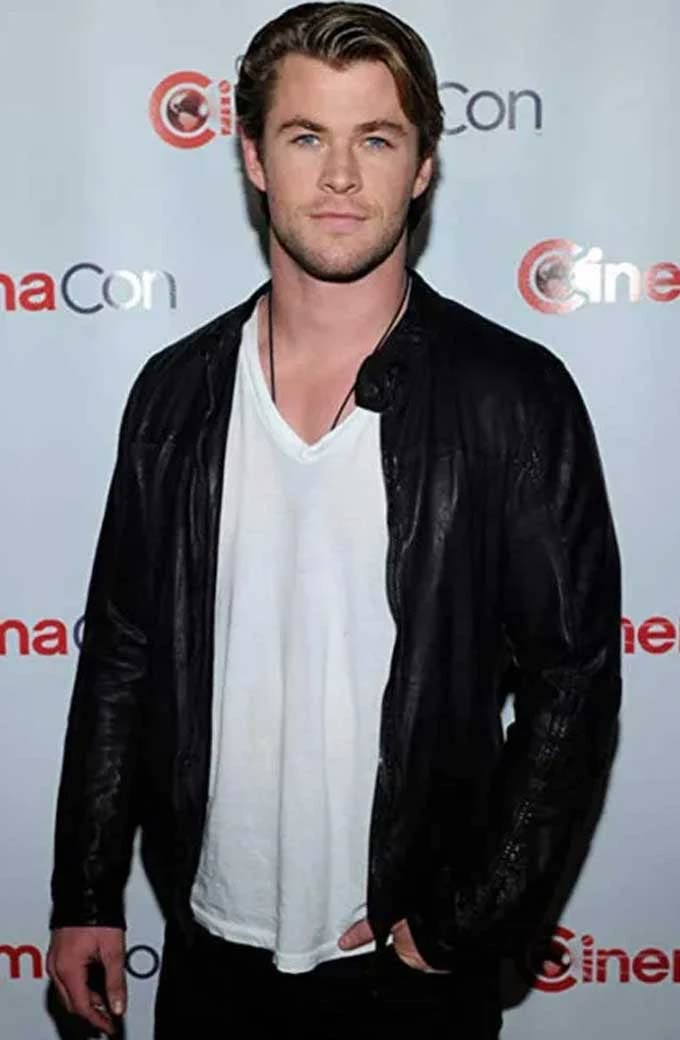 CinemaCon Chris Hemsworth Caesars Palace Black Leather Jacket