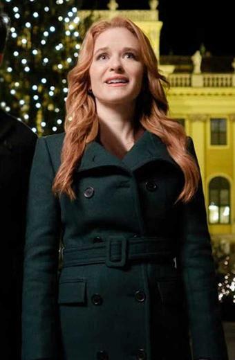 Sarah Drew Jess Waters Christmas in Vienna Green Wool Coat