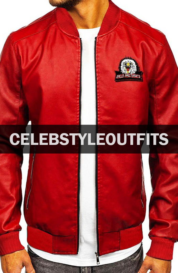 Cobra Kai Eagle Fang Karate Red Leather Varsity Jacket