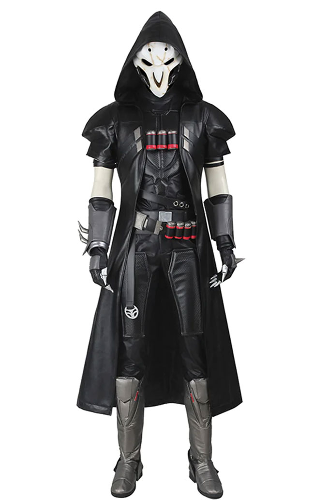 Overwatch Gabriel Reyes Reaper Leather Hoodie Coat
