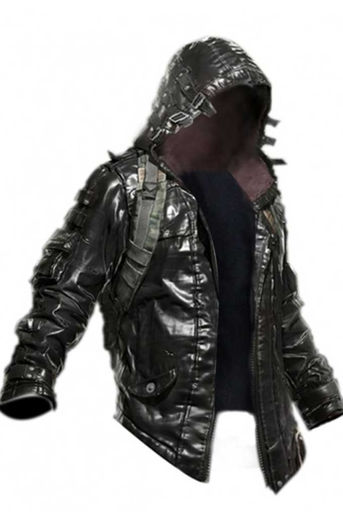 PUBG Player Unknown Battlegrounds Leather Hooded Jacket