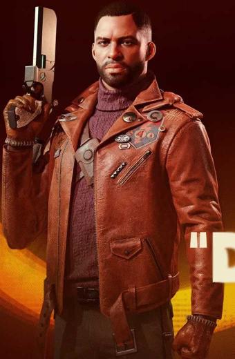 Deathloop Gaming Colt Vahn Cosplay Brown Biker Leather Jacket