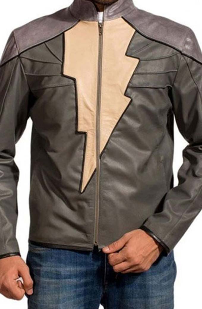Injustice Black Adam Shazam Gaming Grey Cosplay Leather Jacket