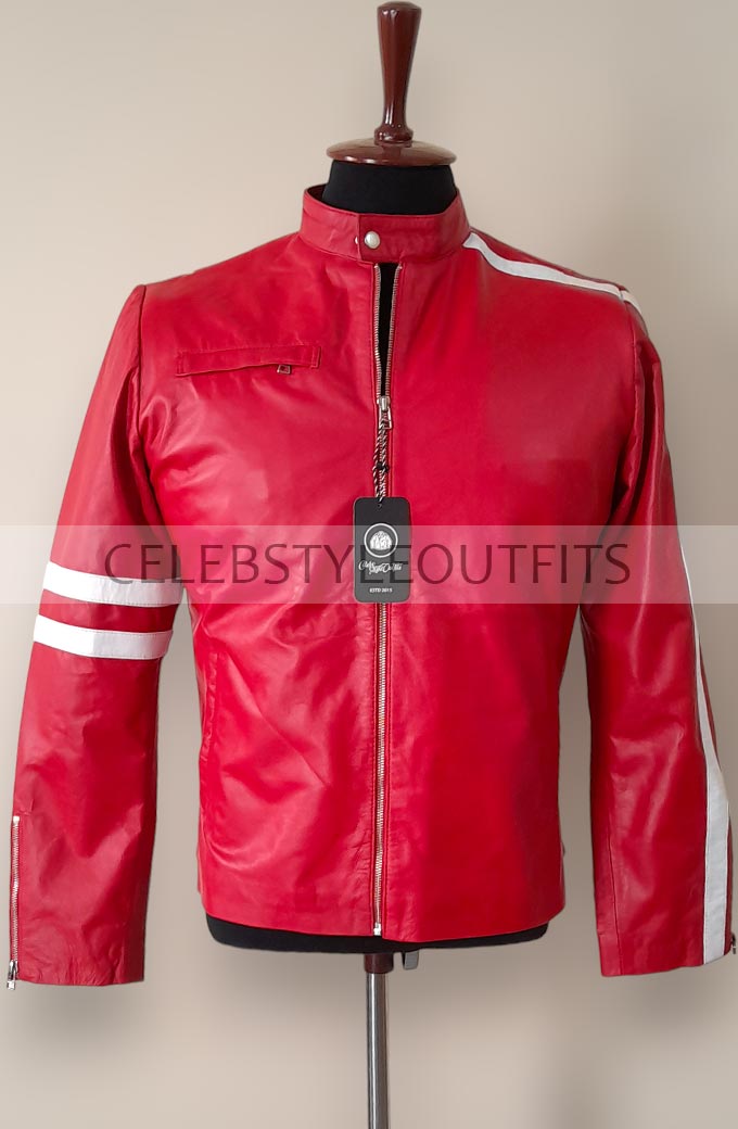Michael Keaton Need for Speed Monarch Racer Red Leather Jacket