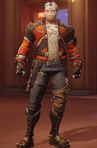 Overwatch Slasher 76 Orange Studded Biker Leather Jacket