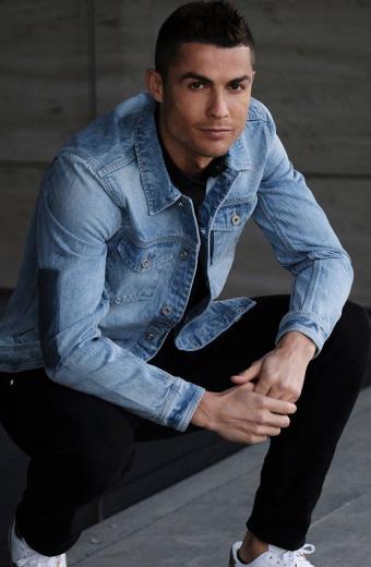 Mens Cristiano Ronaldo Casual Street Style Blue Denim Jacket