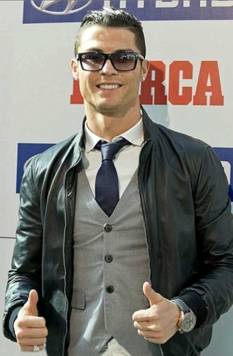 Cristiano Ronaldo Pichichi Award Mens Black Leather Jacket