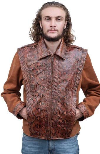Paul Hogan Mick Crocodile Dundee Brown Snake Print Jacket