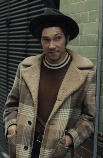 Jasper Joel Fry Cruella Checked Beige Wool Plaid Trench Coat