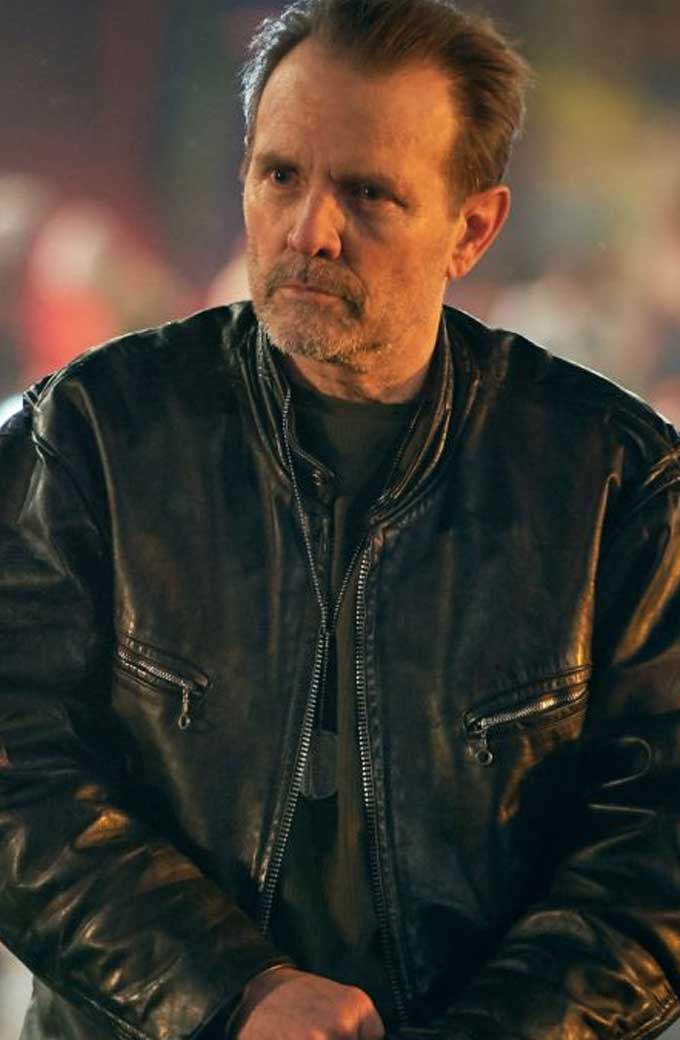 Curfew Michael Biehn Roadkill Jim Bomber Black Leather Jacket