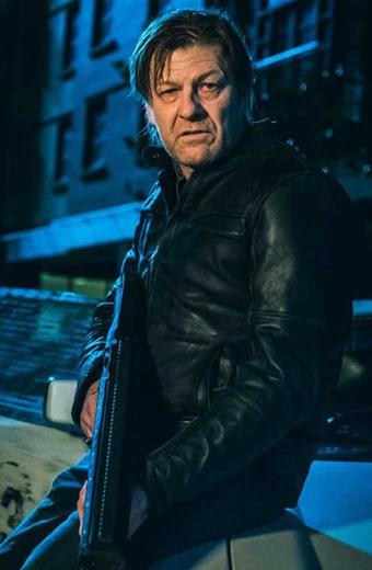 Sean Bean Errol Chambers Curfew Bomber Black Leather Jacket
