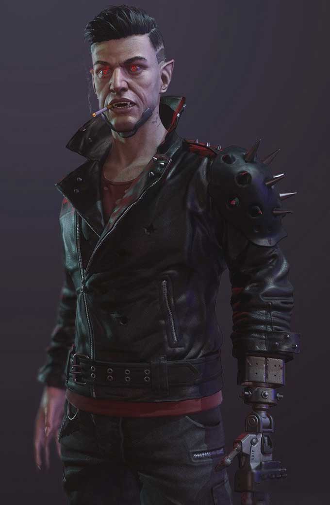 Cyberpunk 2077 Dracula Black Leather Studded Jacket
