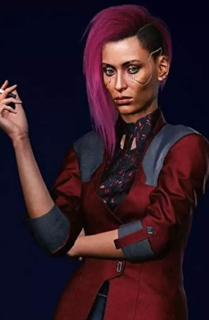 Cyberpunk 2077 Game V Female Maroon Leather Jacket