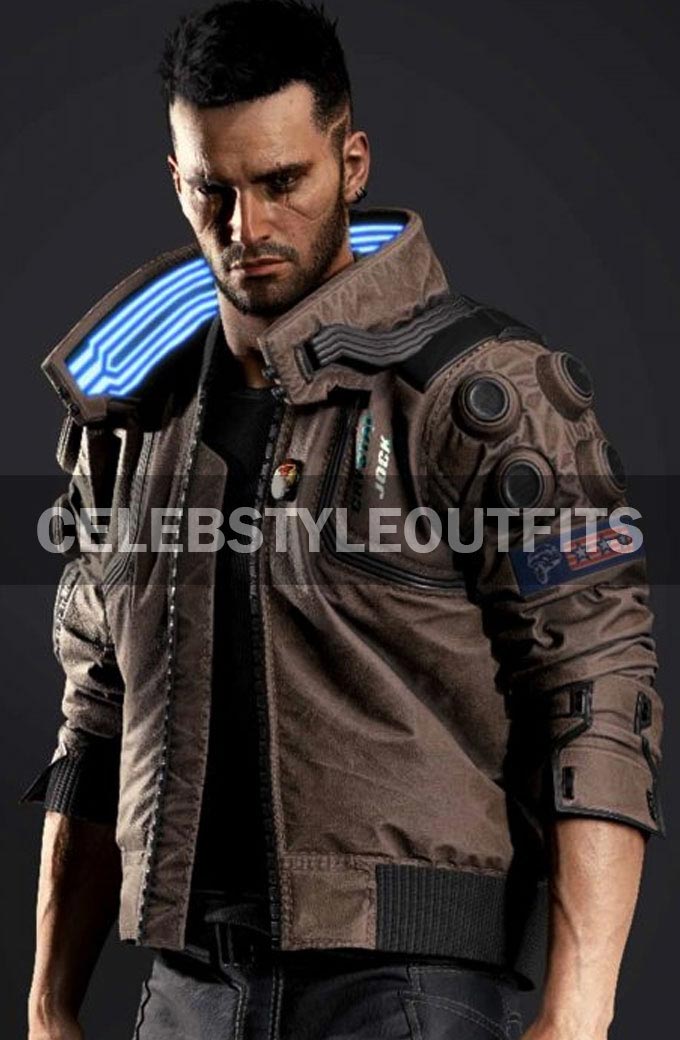 Samurai Cyberpunk 2077 Video Game Bomber Brown Cosplay Jacket