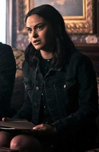Katie Camila Mendes Dangerous Lies Bomber Blue Denim Jacket
