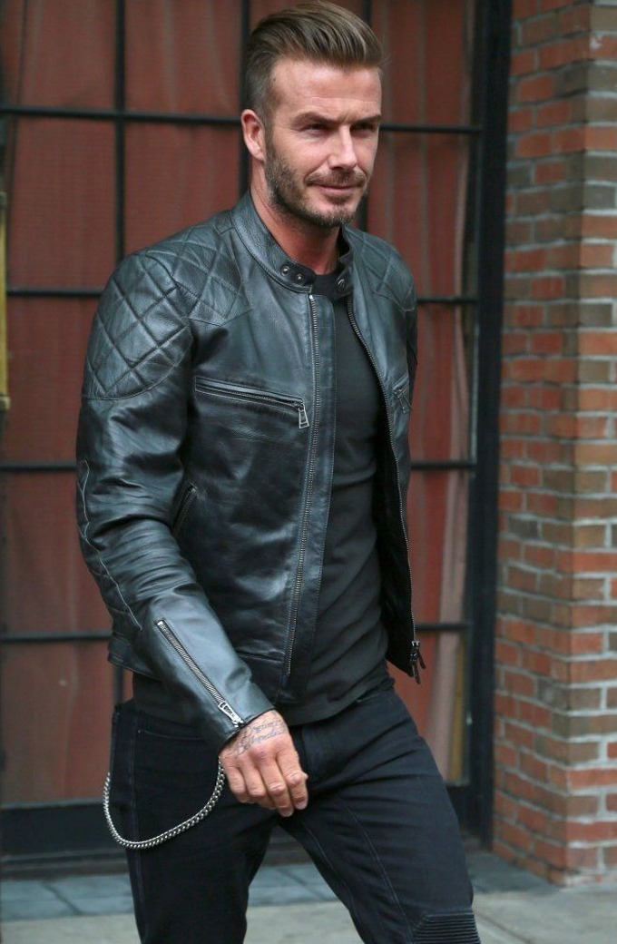 David Beckham Brazil Motorcycle Quilted Black Jacket
