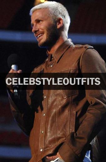 Pop Concert David Beckham Mens Casual Brown Leather Jacket