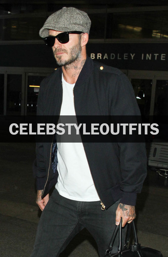 Mens Casual David Beckham Street Bomber Black Cotton Jacket david-beckham-black-bomber-jacket