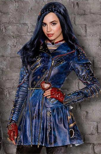 Descendants 2 Evie Sofia Carson Blue Cosplay Leather Jacket