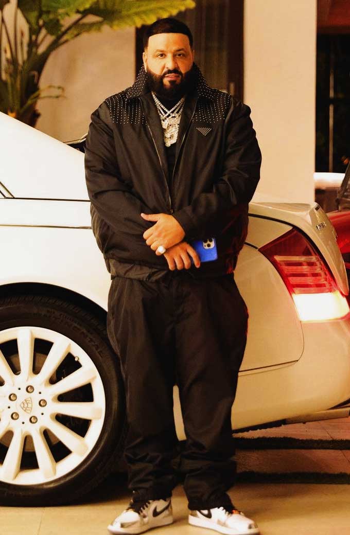 Mens DJ Khaled Casual Bomber Black Nylon Studded Jacket