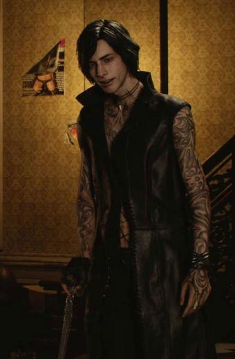 V Video Game Devil May Cry Black Cosplay Leather Long Vest
