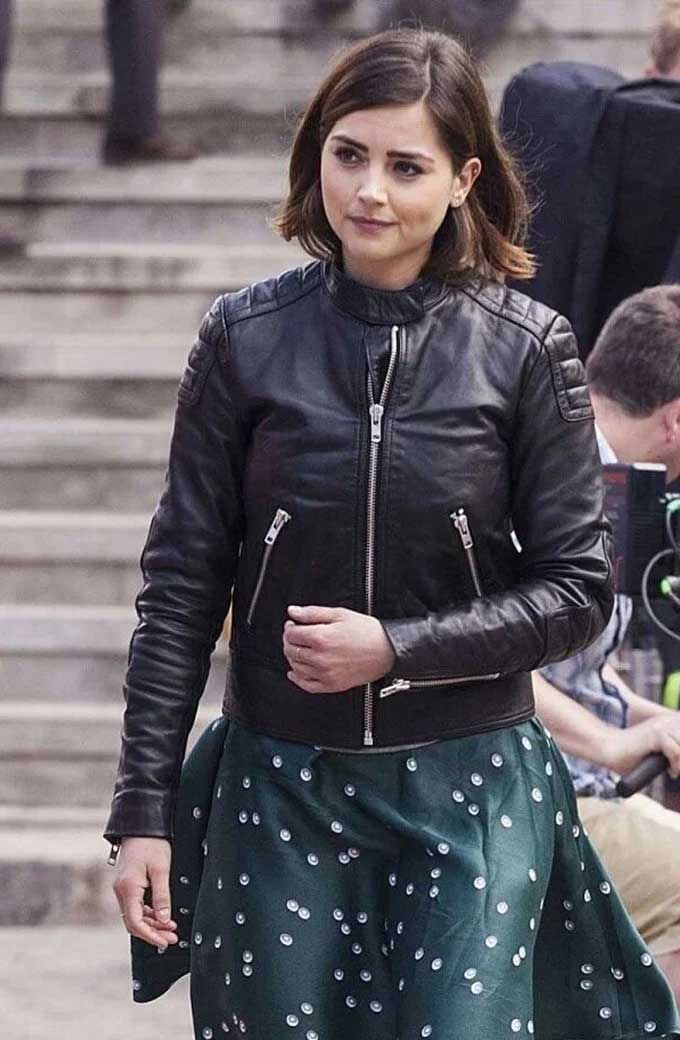 Doctor Who Clara Jenna Coleman Black Leather Jacket