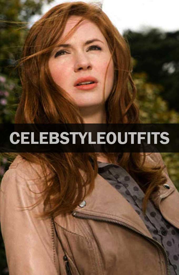 Doctor Who TV Show Amy Pond Karen Gillan Beige Leather Jacket