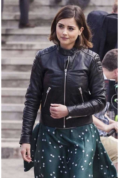Doctor Who Clara Oswald Jenna Coleman Black Leather Jacket