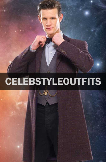 Matt Smith Doctor Who Eleventh Doctor Purple Wool Trench Coat