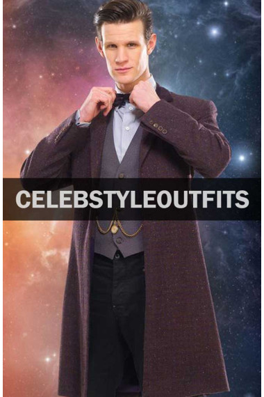 Matt Smith Doctor Who Eleventh Doctor Purple Wool Trench Coat