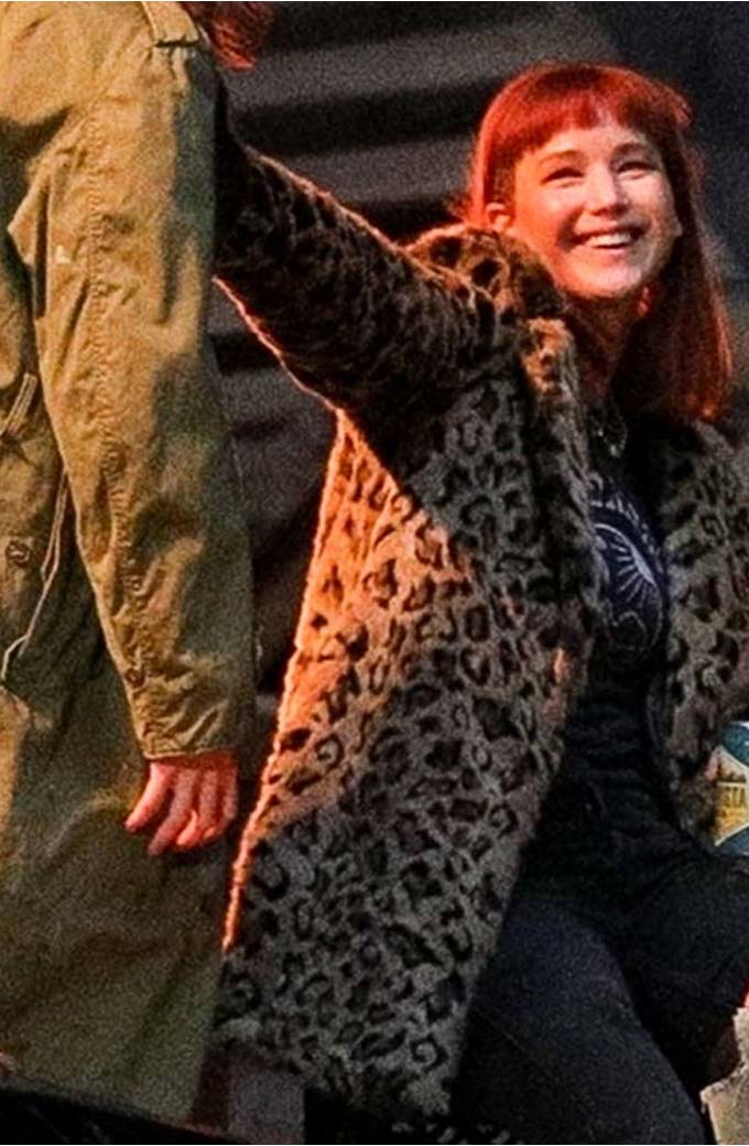 Jennifer Lawrence Don’t Look Up Kate Cheetah Wool Coat