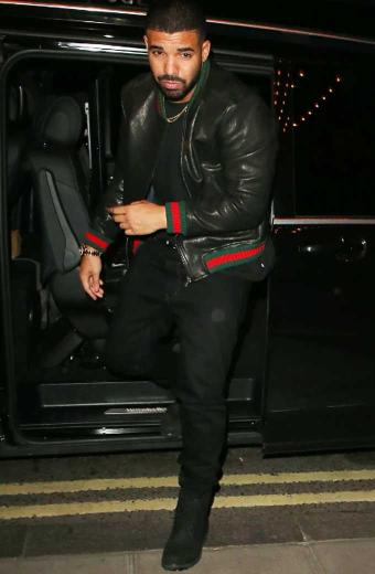 Aubrey Drake Graham Mens Bomber Black Leather Varsity Jacket