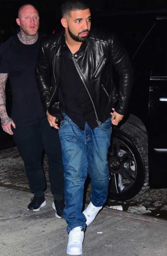 Aubrey Drake Graham Mens Bomber Black Biker Leather Jacket