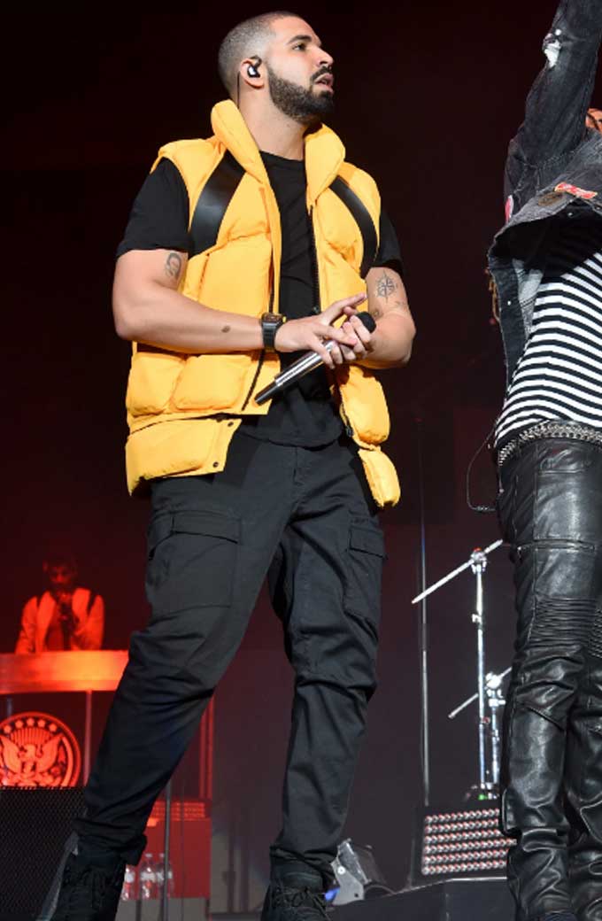 Coachella Aubrey Drake Graham Yellow Quilted Puffer Vest