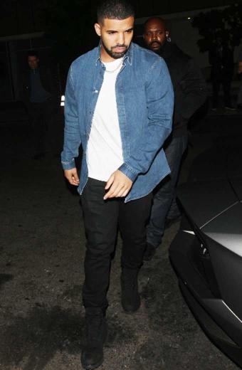 Mens Aubrey Drake Graham Street Style Casual Blue Denim Jacket