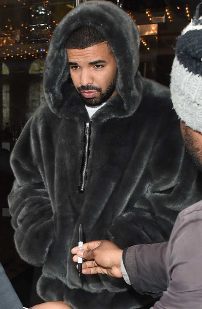 Casual Aubrey Drake Graham Street Mens Bomber Grey Fur Hoodie