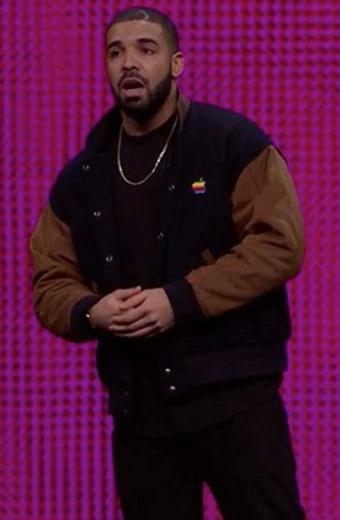 WWDC 2015 Drake Apple Vintage Blue Cotton Varsity Jacket