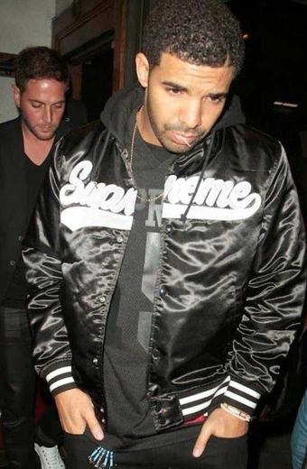 Aubrey Drake Graham Mens Bomber Black Satin Varsity Jacket