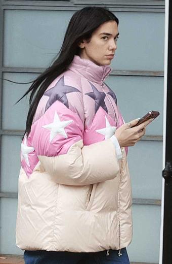 Casual Womens Dua Lipa Bomber Stars Parachute Puffer Jacket
