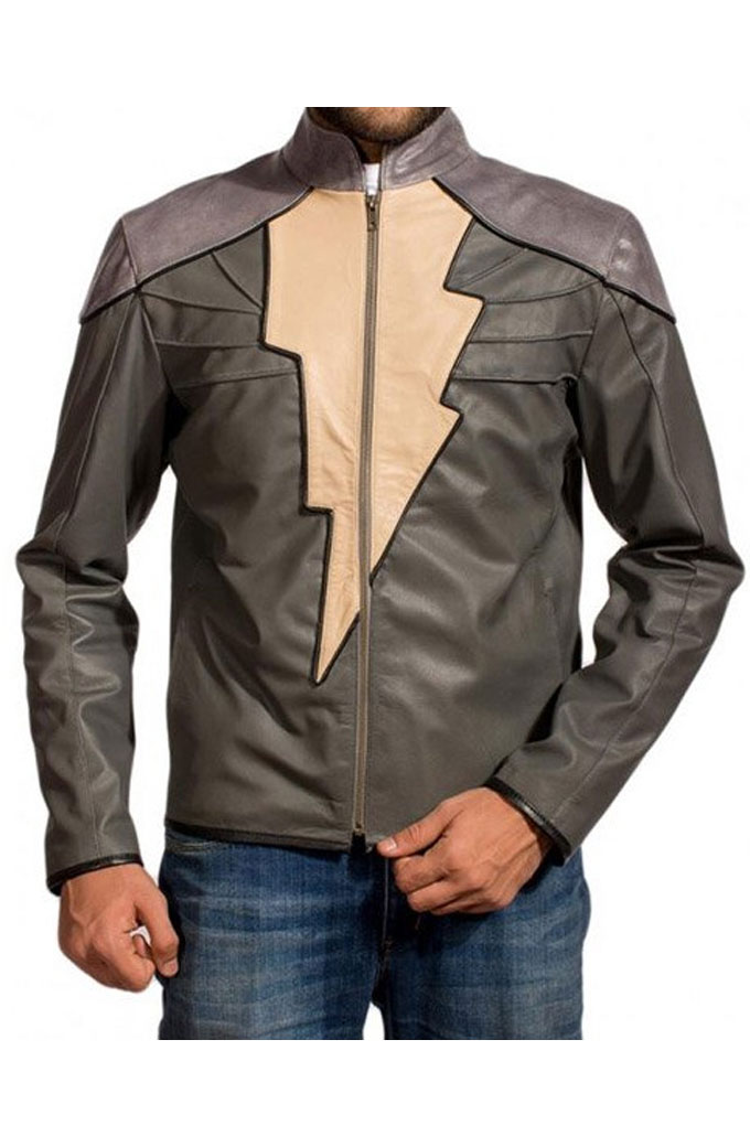 Black Adam Dwayne Johnson Grey Leather Jacket