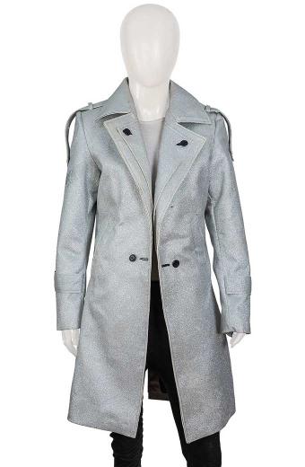 Elizabeth Gillies Dynasty Fallon Carrington Silver Trench Coat