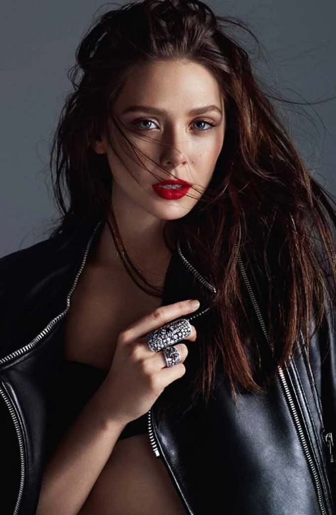 Flaunt Magazine Shoot Elizabeth Olsen Black Leather Jacket