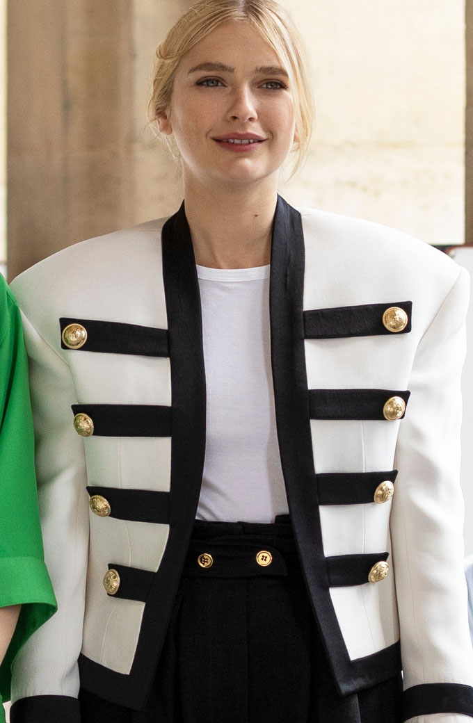 Emily in Paris Camille Razat White Cotton Coat