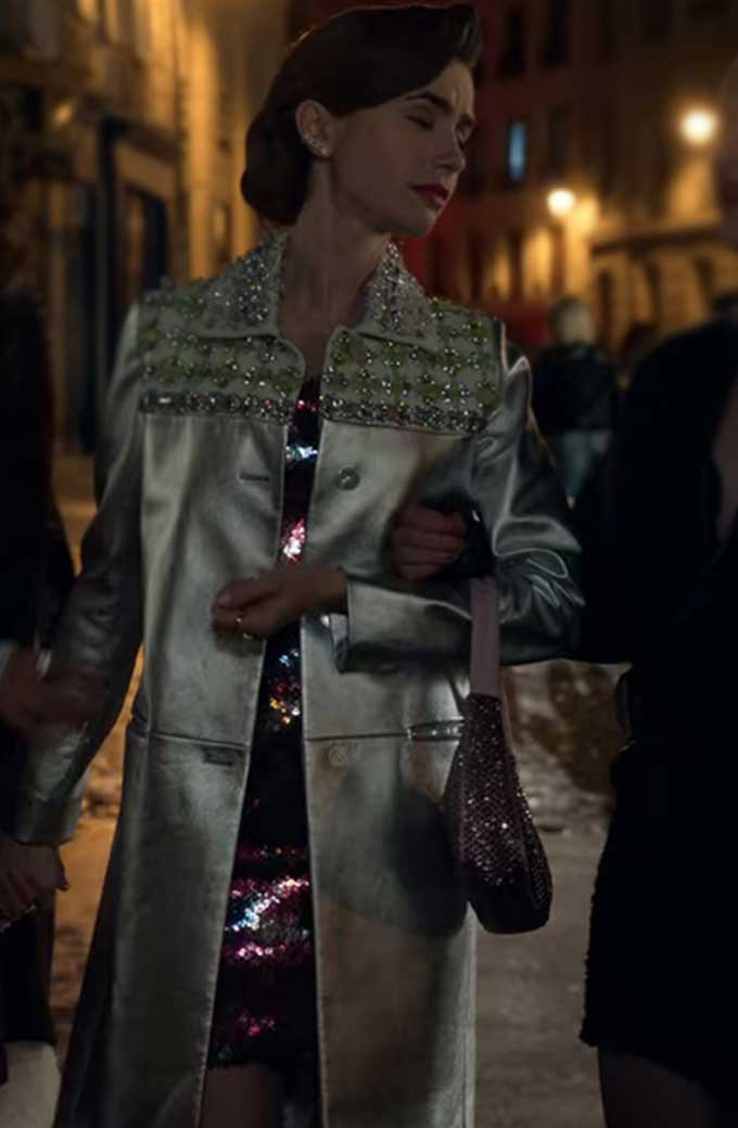 Emily In Paris S02 Emily Cooper Lily Collins Leather Coat