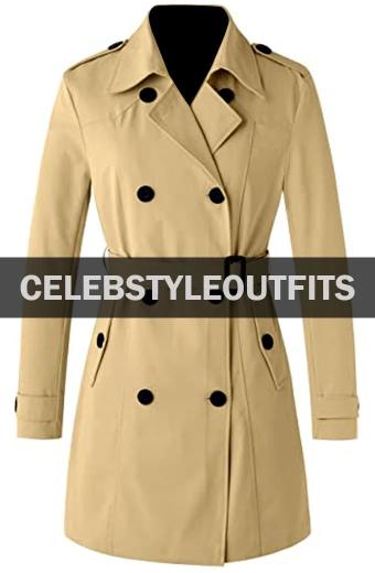 Camille Razat Emily in Paris Beige Cotton Long Trench Coat
